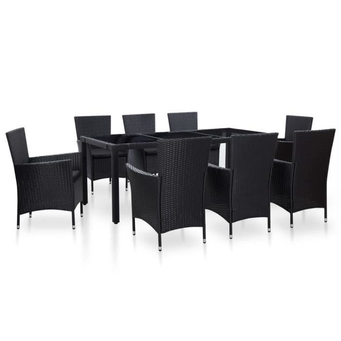 Salon De Jardin Ensemble Table A Manger De 8 A 10 Personnes 8 Chaises Ensemble A Diner Resine Tressee Noir Achat Vente Ensemble Table Et Chaise De Jardin Salon De Jardin Ensemble Cdiscount