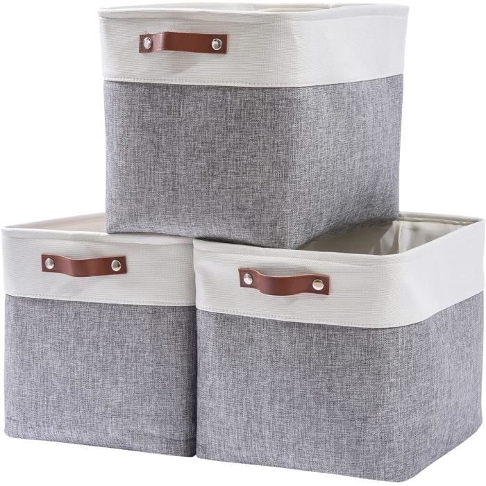 Boîtes de Rangement en Tissu Mangata étagère 33 x 38 x 33 cm Grandes Paniers de Rangement Pour Vêtements Beige, 1 Pack 