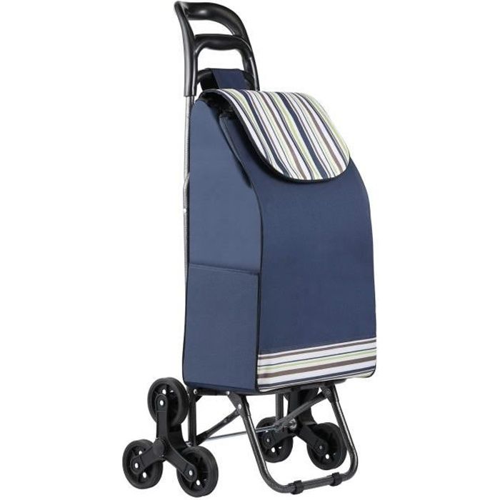 Mfavour 38L Poussette de Marché, Pliable Chariot de Courses, Etanche Caddie  à 6 Roues Escalier (Bleu)