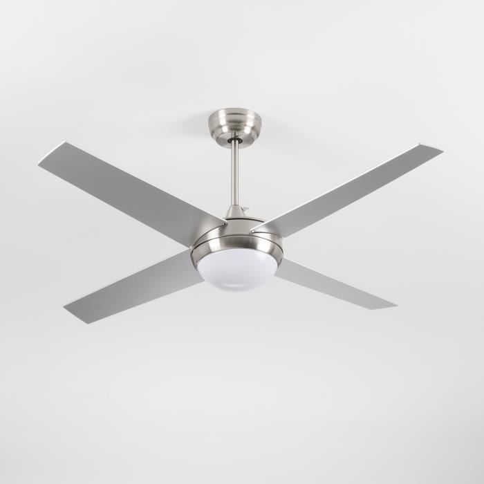 Ventilateur de Plafond avec Lumière 4 Pales 56W 6 Vitesses Montana Silver Dayron - 7H DAYRON - Blanc - LED - 7H Dayron