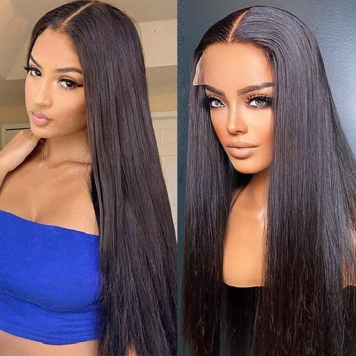 PORSMEER Perruque lace front Naturelle Brune perruque femme frontal Wig Perruque  Longue Lisse Naturel marron fonc 24inch pour[9448] - Cdiscount Au quotidien