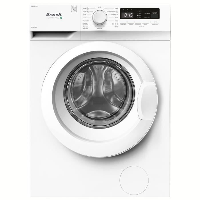 Lave linge hublot BRANDT WFB393QW 9 kg Induction L60cm Classe A 1400 trsmin