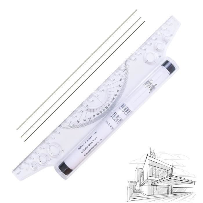 Règle Parallèle Roulante 30 Cm + Règle Acier 15 Cm - Dessin Technique, Lignes Parallèles, Cercles - étudiant, Designer - 12