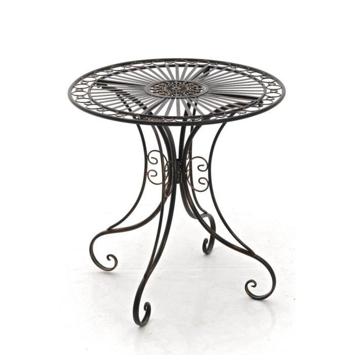 clp gracieuse table de jardin en fer forgé hari, au style nostalgique, diamètre ø 70 cm, 6 couleurs au choix73 cm - bronze clp