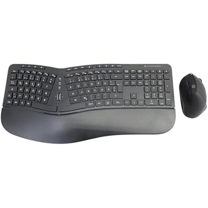 Clavier et Souris Ergonomiques – CONCEPTRONIC – ORAZIO02DE – Sans Fil – Noir – DPI Réglable