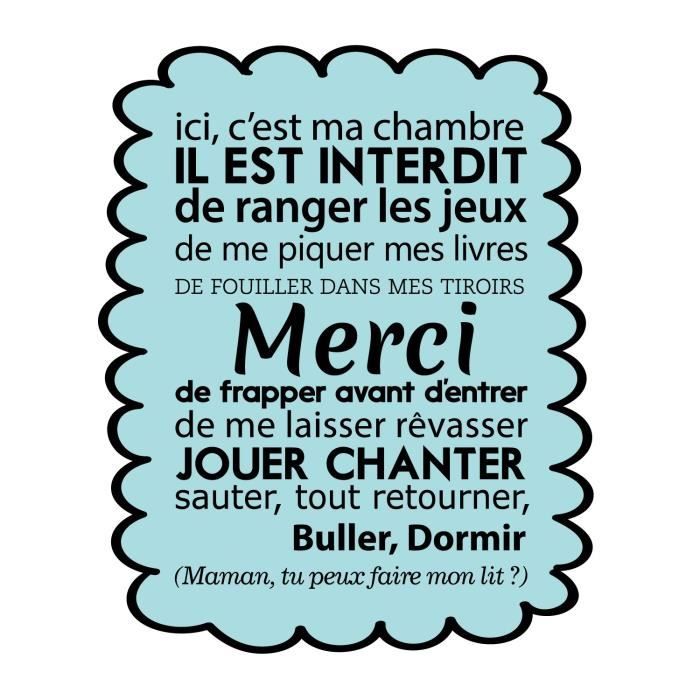 Stickers Adhesif Mural Ici C Est Ma Chambre Multicolore