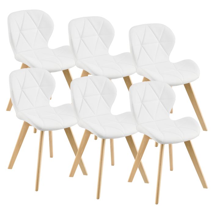 Lot de 6 Chaises Älmhult Similicuir 78 x 47 x 52 cm Blanc