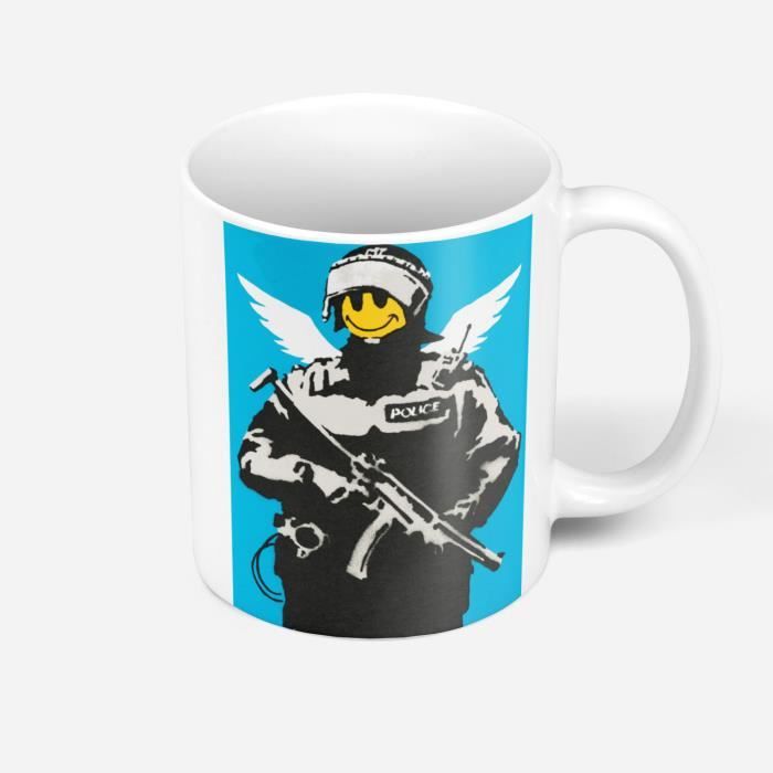 Mug Ceramique Banksy Angel Cop Flying Copper Police Smiley Ange Cdiscount Puericulture Eveil Bebe