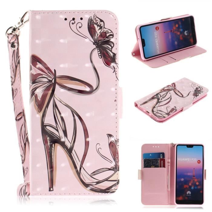 Housse Huawei P20 - à Rabat Cuir PU Antichoc 3D Visual Housse Etui Huawei P20 (5.8\