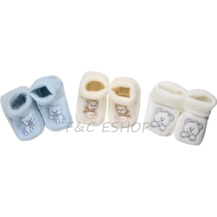 Chaussons Naissance Garçon - Fruit de ma Passion - Lot de 3 - Bleu - Polyester