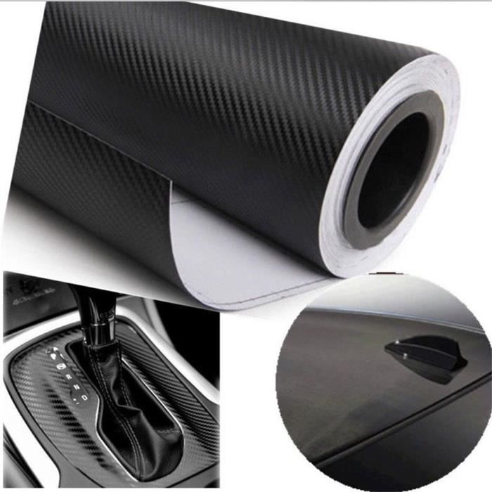 3d autocollant de voiture film de voiture de vinyle de fibre de carbone  sticker noir - Cdiscount Auto