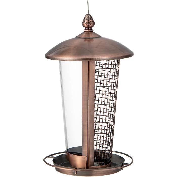 Comparer les prix de GOPLUS Mangeoire à Oiseaux à Suspendre avec 2 Tubes pour Différentes Graines, Mangeoire Oiseaux Extérieur 2 en 1 en Métal