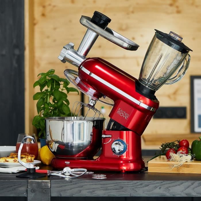 Robot Pâtissier Kitchen Move - BAT-1519BM - 1500W - Bol 5.5L - DALLAS PRO - Rouge acier