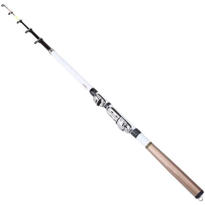 Canne à Pêche Télescopique Carbone 1,5m à 2,4m - Légère, Poignée EVA - Sensibilité Optimale Pour Truite & Bar