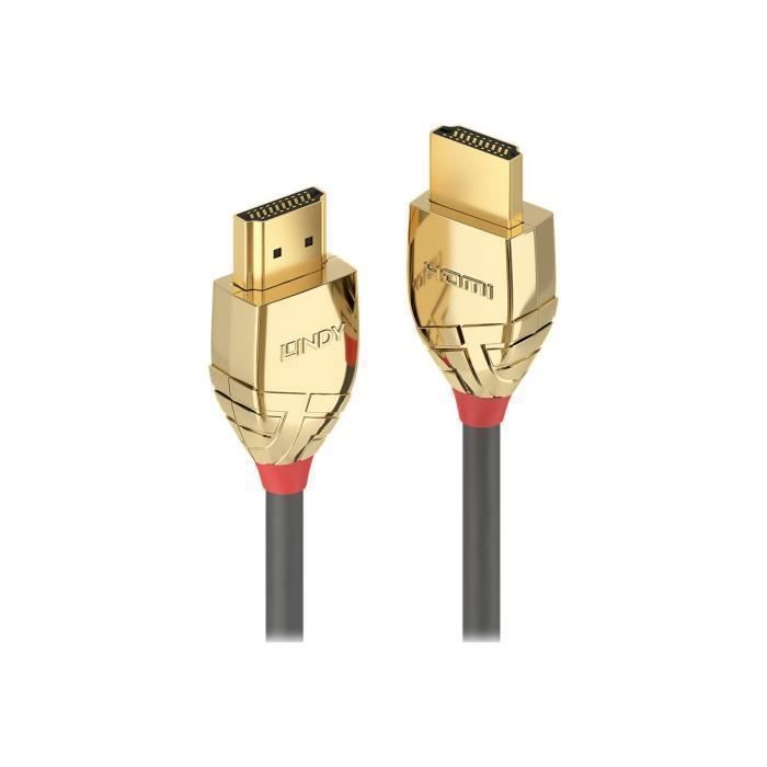 Lindy Gold Line Standart with Ethernet HDMI avec câble Ethernet HDMI (M) pour HDMI (M) 10 m triple blindage gris support 4K