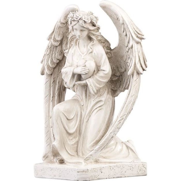 Statue D'ange Solaire Avec Lanterne LED - Décoration De Jardin Funéraire Ou Extérieure - Résine Résistante Aux Intempéries