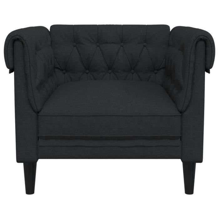 Fauteuil - MOTHINESSTO - Chesterfield - Noir - Tissu - Confortable