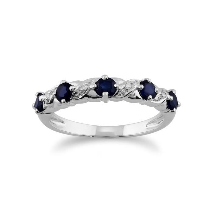 Gemondo Bague Saphir 9ct Or Blanc 0 61ct Saphir Bleu Diamant Bague Mi Ternit Bleu Achat Vente Bague Anneau Cdiscount