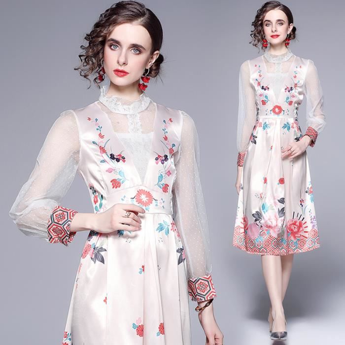 Robe Longue Ou Chemisier Maxi Rose Nude à Boutons - Col Impérial - Taille XS - Occasion Très Bon État