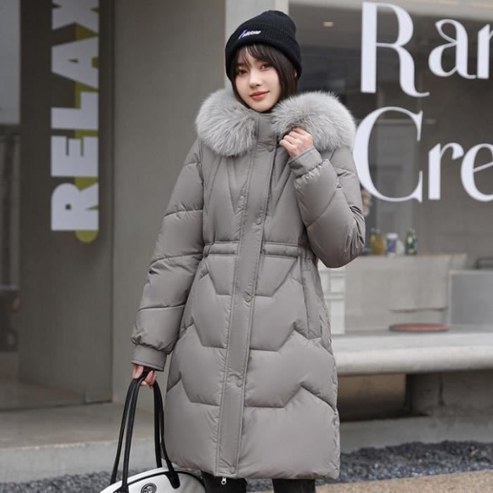DOUDOUNE Femme Mode Ample Garder au chaud Grand collier de fourrure Coton Gris CL Gris Cdiscount Pret a Porter