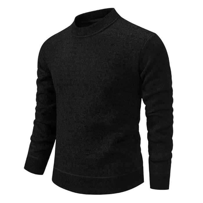 Pull Homme En Tricot Doublé Polaire Automne Hiver Casual Pullover Chaud Col  Rond Couleur Unie Automne Hiver Noir - Cdiscount Prêt-à-Porter