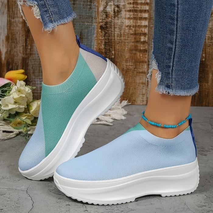 Baskets lastiques enfiler fond pais pour femmes REMYCOO