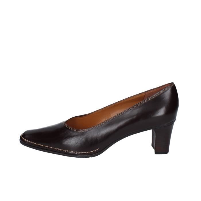 Escarpin marron talon carré top
