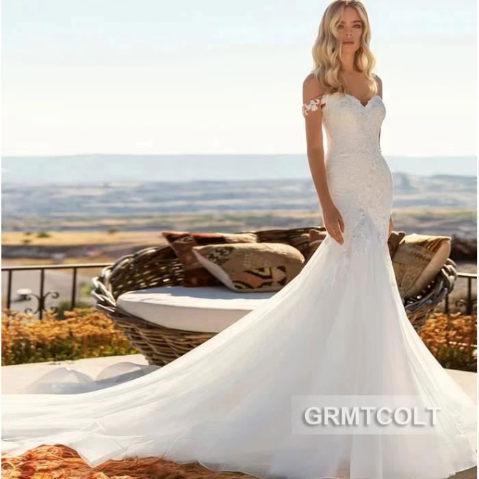 Robe De Soirée Adrianna Papell Taille 14 - Tulle Brodé, épaules Dénudées, Couleur Ivoire, Neuve