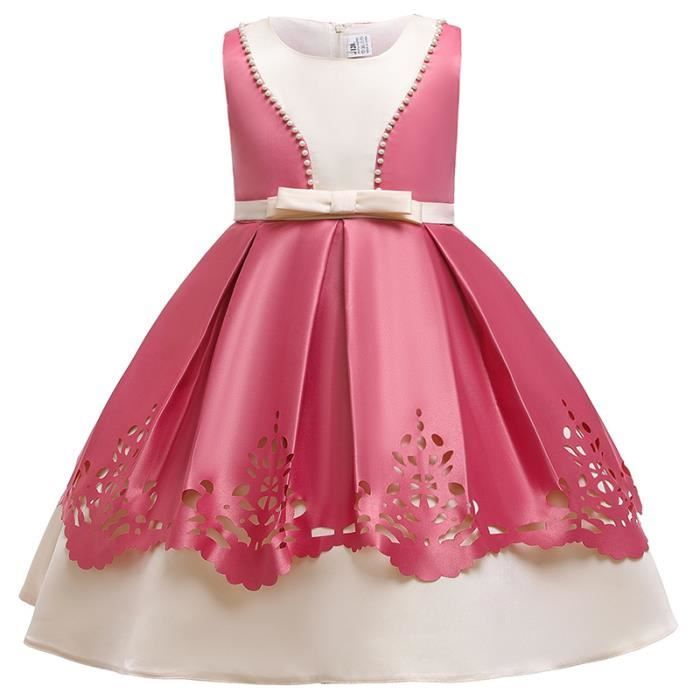 Rose Noel Filles Robe De Mariee Ete 3 10 Ans Fille Soiree Robes De Soiree Satin Impression Adolescents Enfants Robe De Princesse Rose Rose Achat Vente Jupe Cdiscount