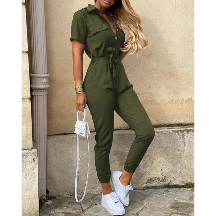 Combinaison Combinaison d contract e de couleur unie pour femmes
