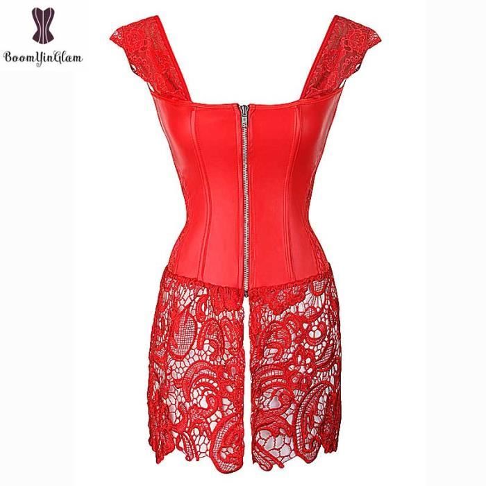 Bustier femme,robe Corset en Faux cuir synthétique 6XL,Bustier