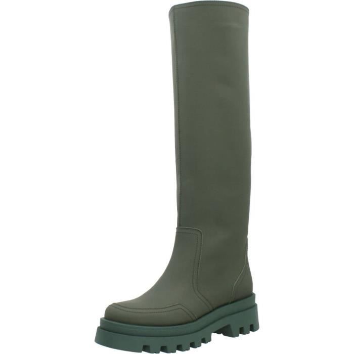 Botte Femme YELLOW 116255 Vert Textile Talon Compense 5cm Vert Cdiscount Chaussures