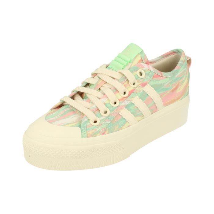 Baskets Femme Adidas Originals Nizza Platform Blanc Lacets