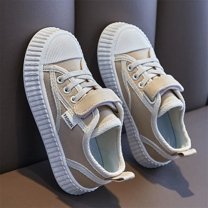 Chaussures Bébé Fille Gaimo En Toile Beige - Taille 8, Plates, à Enfiler, Neuves En Boîte