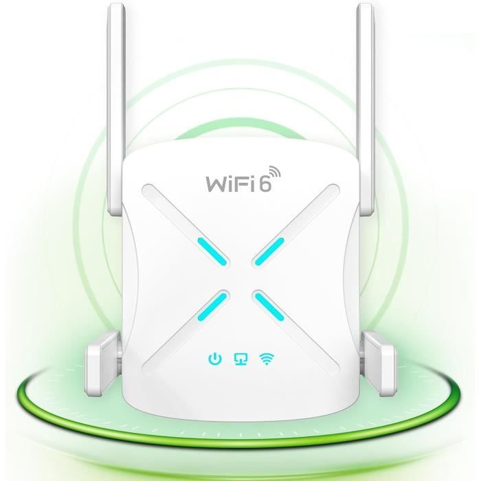 Répéteur WiFi 6 Amplificateur WiFi AX1800 Mbps Repeteur WiFi Puissant avec  Port Ethernet Gigabit, Extender WiFi Couvre jusqu'à 170m² - Cdiscount TV  Son Photo