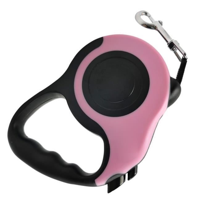 Laisse rétractable pour chien - OMABETA - 5 m - Nylon - Rose - Confortable et robuste
