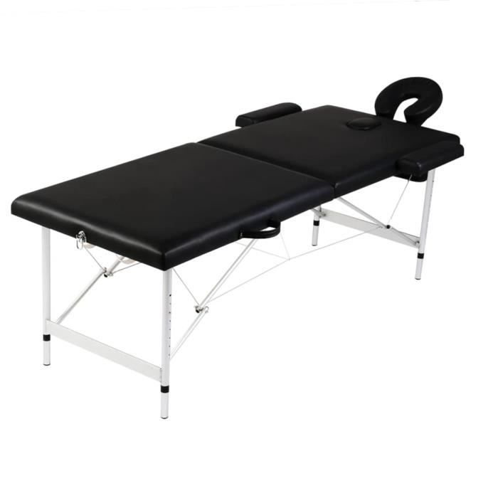 Table De Massage Relaxation Table Esthetique Table De Soin Pliante 2 Zones Noir Cadre En Aluminium Achat Vente Table De Massage Table De Massage Relaxation Cdiscount