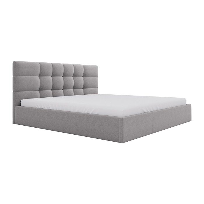 Lit coffre 200 x 200 cm - Tissu - Gris - ELIAVA