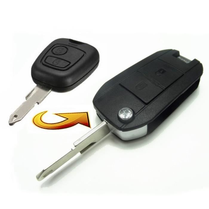 Coque De Remplacement Pour Clé Télécommande Citroën C1 C2 C3 C5 - 2 Boutons, Avec Lame Non Coupée - Noir - Transfert électronique Facile