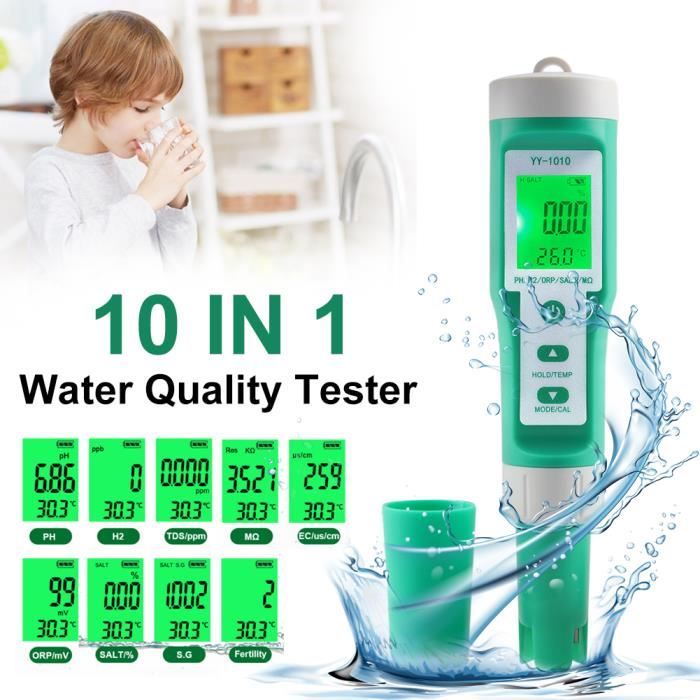 Testeur Qualité Eau Numérique 5 En 1 - PH, Salinité, Température, TDS, EC - Pour Aquariums & Hydroponie