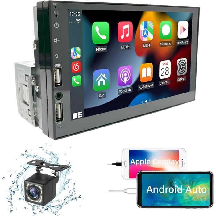 Autoradio 1 Din Bluetooth 5.0 Avec Support Téléphone - Radio FM, USB, TF, Aux - Éclairage 7 Couleurs - 45W X 4