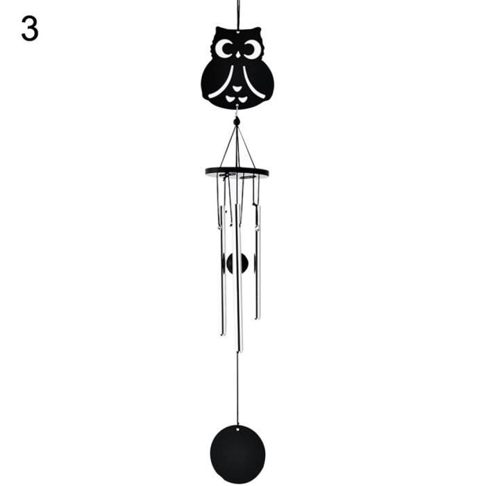 Carillon à Vent Chouette En Métal - Déco Jardin Extérieur Avec 6 Clochettes, Son Apaisant Et Design Unique