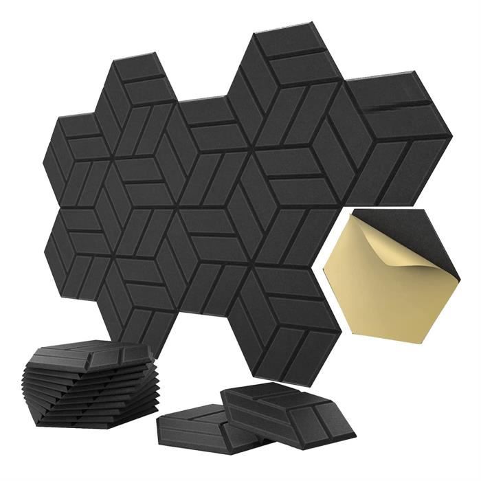 Lot De 12 Panneaux Acoustiques Autocollants 30x30cm - Mousse Absorption Son Studio, Home Cinéma, Bureau