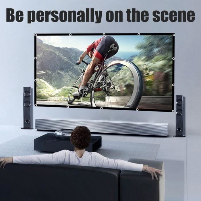 Écran De Projection Portable HD 100 Pouces Pliable Blanc - 16:9 Avec Crochets, Intérieur Extérieur
