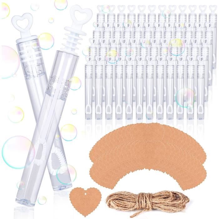 Lot 40 Tubes à Bulles De Savon Mariage – Coeur, 4 Couleurs – 10,6 Cm – Déco Anniversaire Et Fêtes