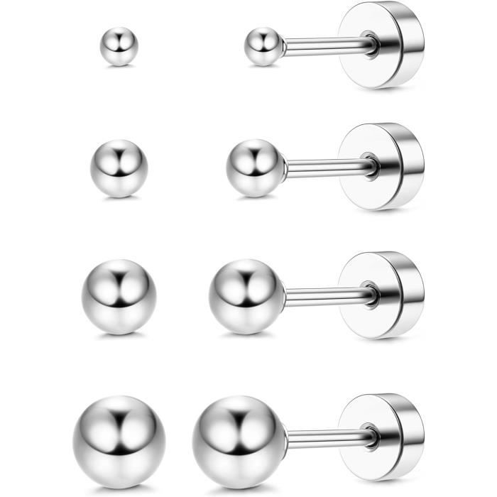 Lot De 4 Paires De Clous D'oreilles Argent 925 – étoile Et Lune, Zircones Cubiques, Hypoallergéniques