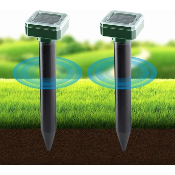 2x Répulsifs Taupes Solaires - Vibrations + Ultrasons - Étanchéité IP65 - Pour Taupes, Rongeurs, Serpents - Jardin, Pelouse, Potager - Sans Produit Chimique
