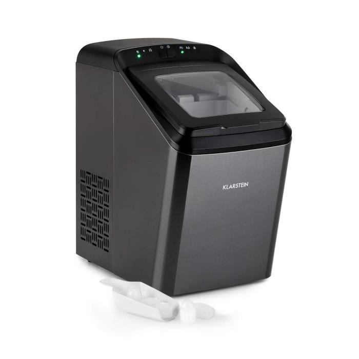 Machine à Glaçons Klarstein - 15kg/24h, Glaçons Et Glace Pilée - Acier Inox, Réservoir 1.8L