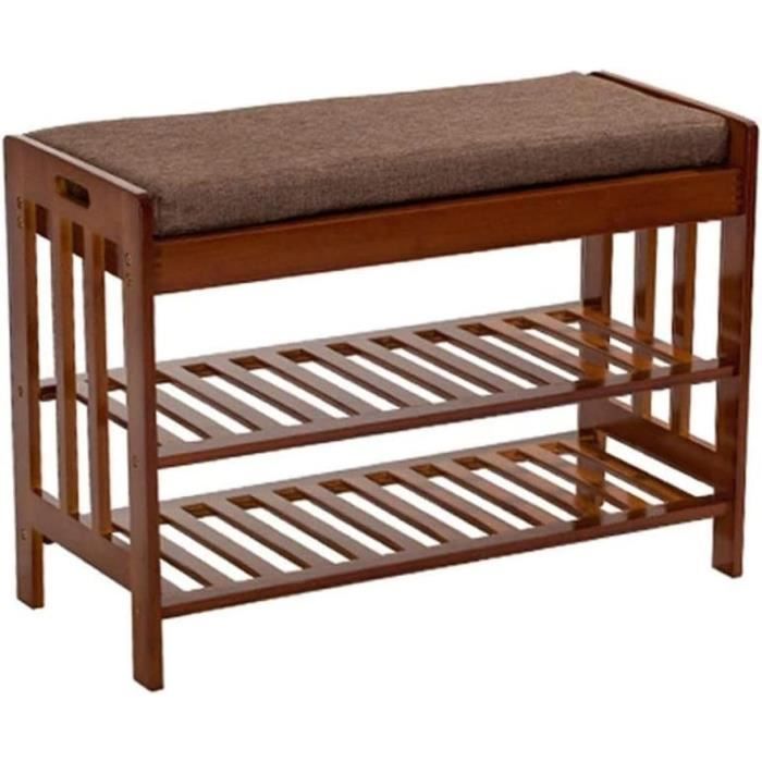 Meuble À Chaussures Banc À Chaussures En Bambou Avec Coussin En Lin