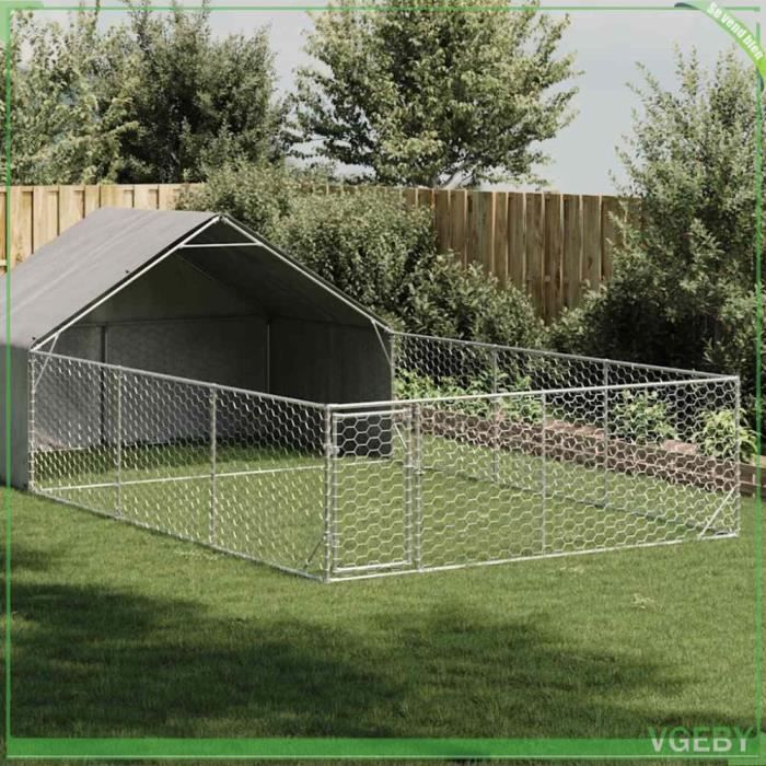 Comparer les prix de VGEBY Niche dextérieur pour chien enclos 7x3x19 m acier galvanisé - 7894202908256